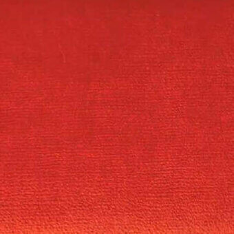 Red egoitaliano soft bungee fabric with a granular woven texture and muted warm tone, displaying a subtly looped construction.